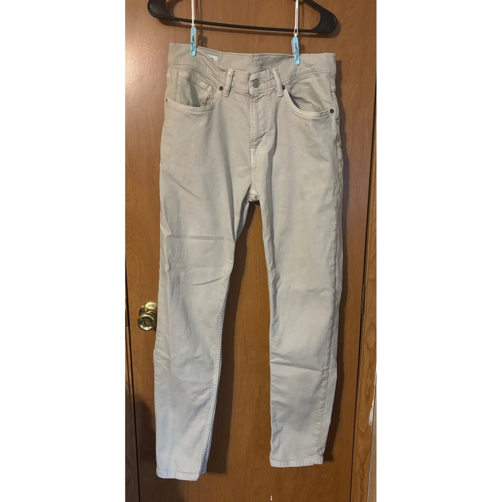 Zara Man Slim Fit Jeans Light Beige Stone Wash Denim Pants USA 32.